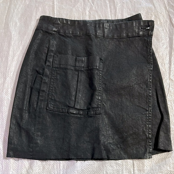 All Saints Women’s Button Wrap Skirt Ruth Denim  ,Black,Size 2 - Picture 2 of 6